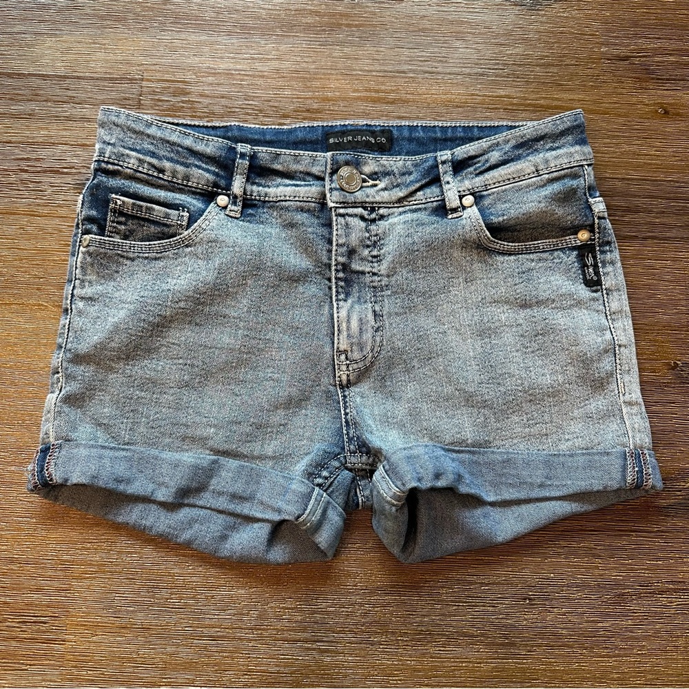 Silver Jeans Girls Kids Blue “Lacy” Denim Jean Shorts size 14